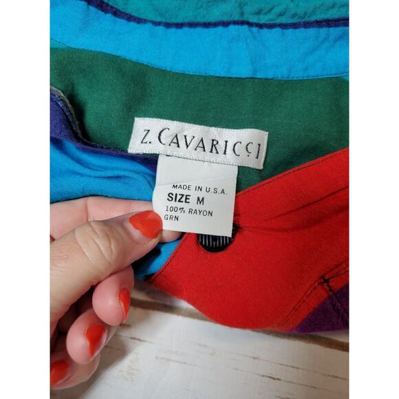 Vintage 90s‎ Z Cavaricci Womens Top Medium Long Sleeve 80s Striped Made In USA - Picture 5 of 8